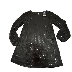 Anna Kaci Sheath Sequin Dress Womens XL Black 3/4 Sleeve Party Cocktail New